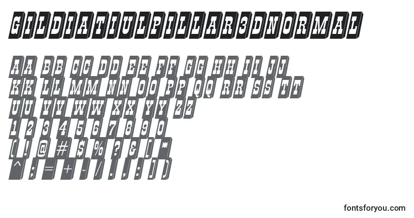 Gildiatiulpillar3DNormal-fontti – aakkoset, numerot, erikoismerkit