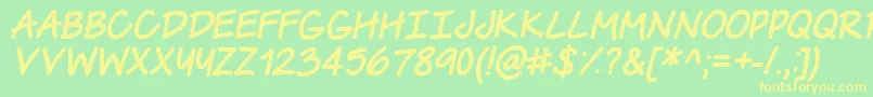 TheUrbanWayItalic Font – Yellow Fonts on Green Background