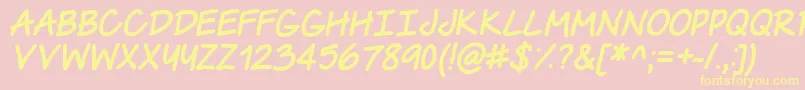 TheUrbanWayItalic-Schriftart – Gelbe Schriften auf rosa Hintergrund