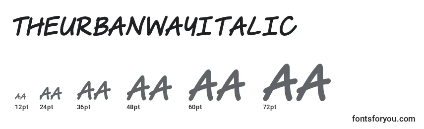Размеры шрифта TheUrbanWayItalic