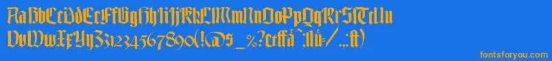 TexturgotischLtDfr Font – Orange Fonts on Blue Background
