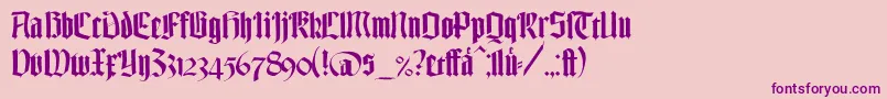 TexturgotischLtDfr-fontti – violetit fontit vaaleanpunaisella taustalla