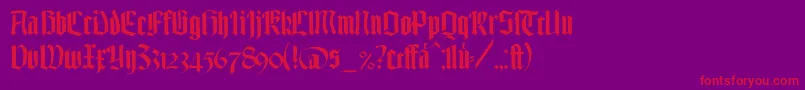 TexturgotischLtDfr-Schriftart – Rote Schriften auf violettem Hintergrund