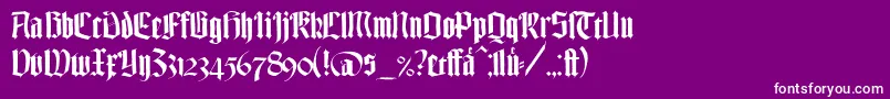 TexturgotischLtDfr-Schriftart – Weiße Schriften auf violettem Hintergrund