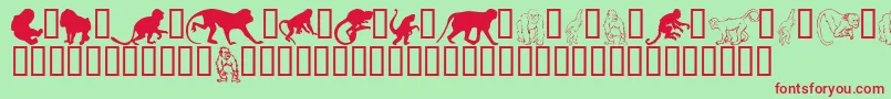 Monkeysdc-Schriftart – Rote Schriften auf grünem Hintergrund
