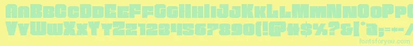 Funkmachineexpand-Schriftart – Grüne Schriften auf gelbem Hintergrund