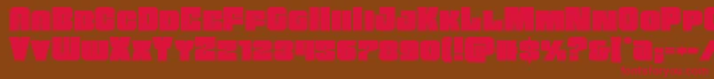 Funkmachineexpand-Schriftart – Rote Schriften auf braunem Hintergrund