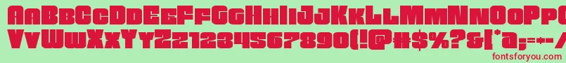 Czcionka Funkmachineexpand – czerwone czcionki na zielonym tle