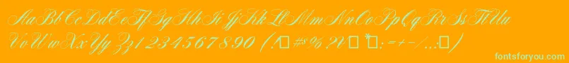 Aerolitescriptcp-Schriftart – Grüne Schriften auf orangefarbenem Hintergrund