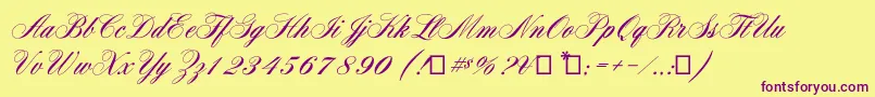 Aerolitescriptcp Font – Purple Fonts on Yellow Background