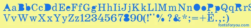 K131 Font – Blue Fonts on Yellow Background