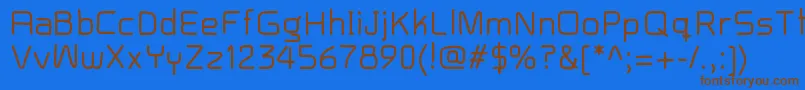 フォントBaron – 茶色の文字が青い背景にあります。