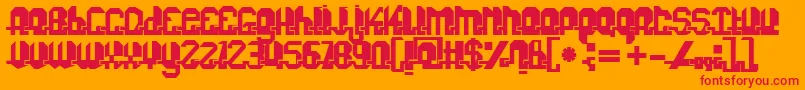 Fonuzzle-Schriftart – Rote Schriften auf orangefarbenem Hintergrund
