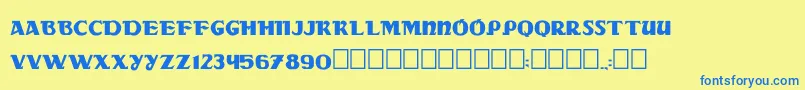 Dsradac-Schriftart – Blaue Schriften auf gelbem Hintergrund
