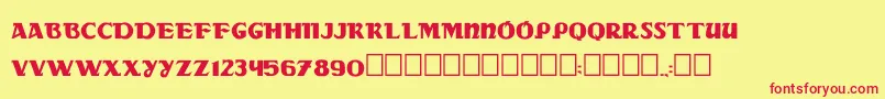 Dsradac-Schriftart – Rote Schriften auf gelbem Hintergrund