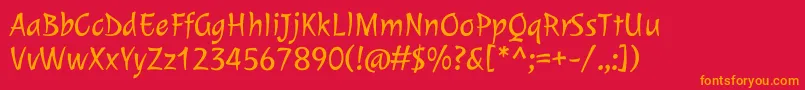 Fonte JuleeRegular – fontes laranjas em um fundo vermelho