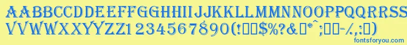 Gazettecapsssk Font – Blue Fonts on Yellow Background