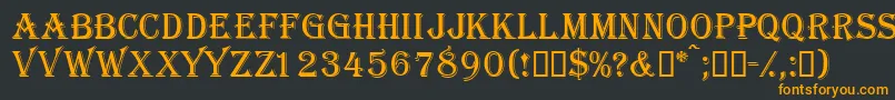 フォントGazettecapsssk – 黒い背景にオレンジの文字