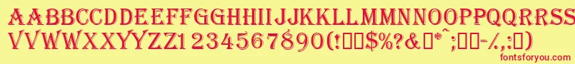 Gazettecapsssk-Schriftart – Rote Schriften auf gelbem Hintergrund
