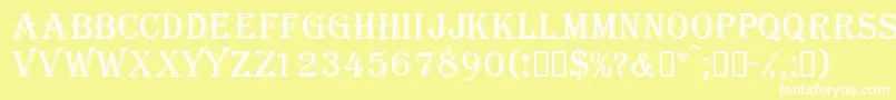 Gazettecapsssk-Schriftart – Weiße Schriften auf gelbem Hintergrund