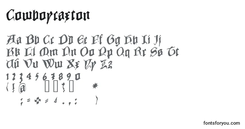 Czcionka Cowboycaxton – alfabet, cyfry, specjalne znaki