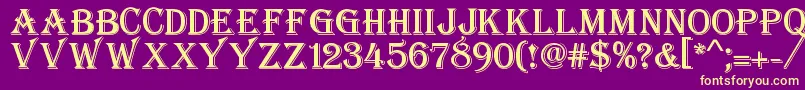 Stupido-Schriftart – Gelbe Schriften auf violettem Hintergrund