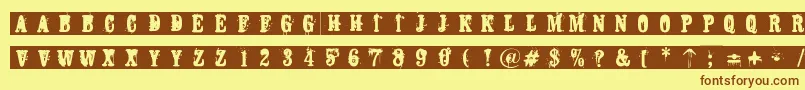 フォントAbstemious – 茶色の文字が黄色の背景にあります。