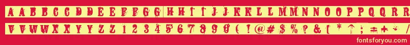 Abstemious Font – Yellow Fonts on Red Background