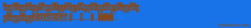 フォントPopsp – 茶色の文字が青い背景にあります。