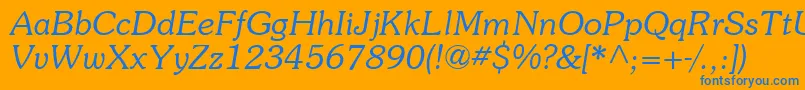 Souviei-Schriftart – Blaue Schriften auf orangefarbenem Hintergrund
