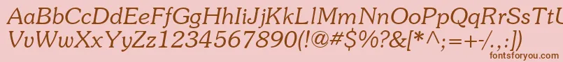 Souviei-Schriftart – Braune Schriften auf rosa Hintergrund