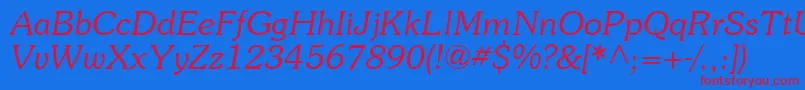 Souviei-Schriftart – Rote Schriften auf blauem Hintergrund