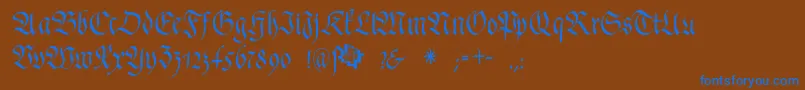 FrakturafonteriaSlim-Schriftart – Blaue Schriften auf braunem Hintergrund