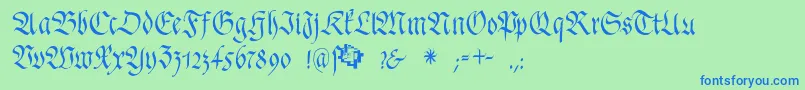 FrakturafonteriaSlim Font – Blue Fonts on Green Background