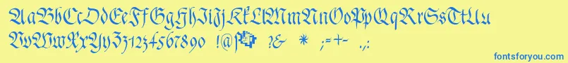 FrakturafonteriaSlim Font – Blue Fonts on Yellow Background