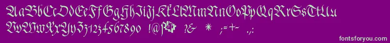 FrakturafonteriaSlim Font – Green Fonts on Purple Background