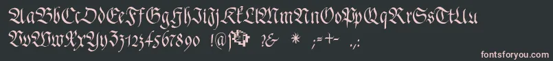 FrakturafonteriaSlim-fontti – vaaleanpunaiset fontit mustalla taustalla