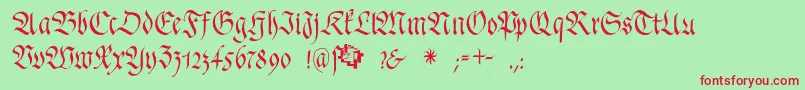 Fonte FrakturafonteriaSlim – fontes vermelhas em um fundo verde