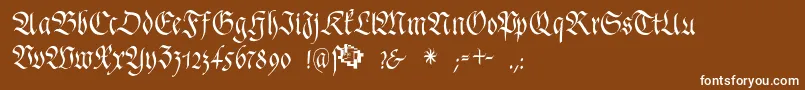 FrakturafonteriaSlim-Schriftart – Weiße Schriften auf braunem Hintergrund
