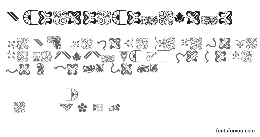 Czcionka Bordersornament3 – alfabet, cyfry, specjalne znaki