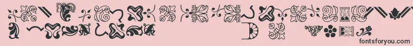 Bordersornament3-Schriftart – Schwarze Schriften auf rosa Hintergrund