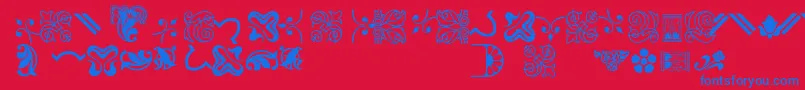 Bordersornament3-Schriftart – Blaue Schriften auf rotem Hintergrund