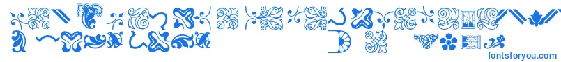 Bordersornament3-Schriftart – Blaue Schriften auf weißem Hintergrund