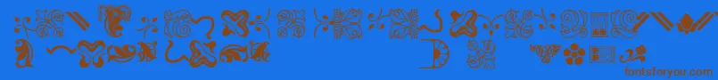 フォントBordersornament3 – 茶色の文字が青い背景にあります。