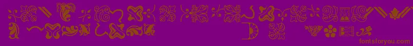 Bordersornament3-fontti – ruskeat fontit violetilla taustalla