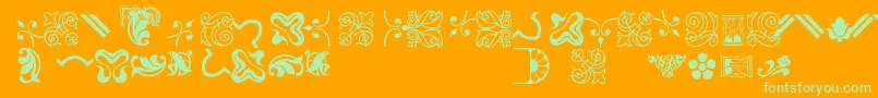 Bordersornament3 Font – Green Fonts on Orange Background