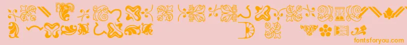 Bordersornament3-Schriftart – Orangefarbene Schriften auf rosa Hintergrund