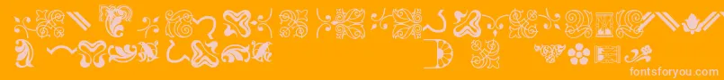 Bordersornament3-fontti – vaaleanpunaiset fontit oranssilla taustalla