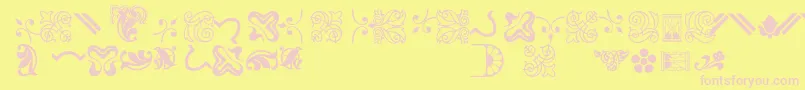 Bordersornament3-Schriftart – Rosa Schriften auf gelbem Hintergrund