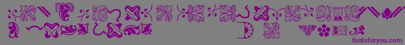 Bordersornament3-fontti – violetit fontit harmaalla taustalla